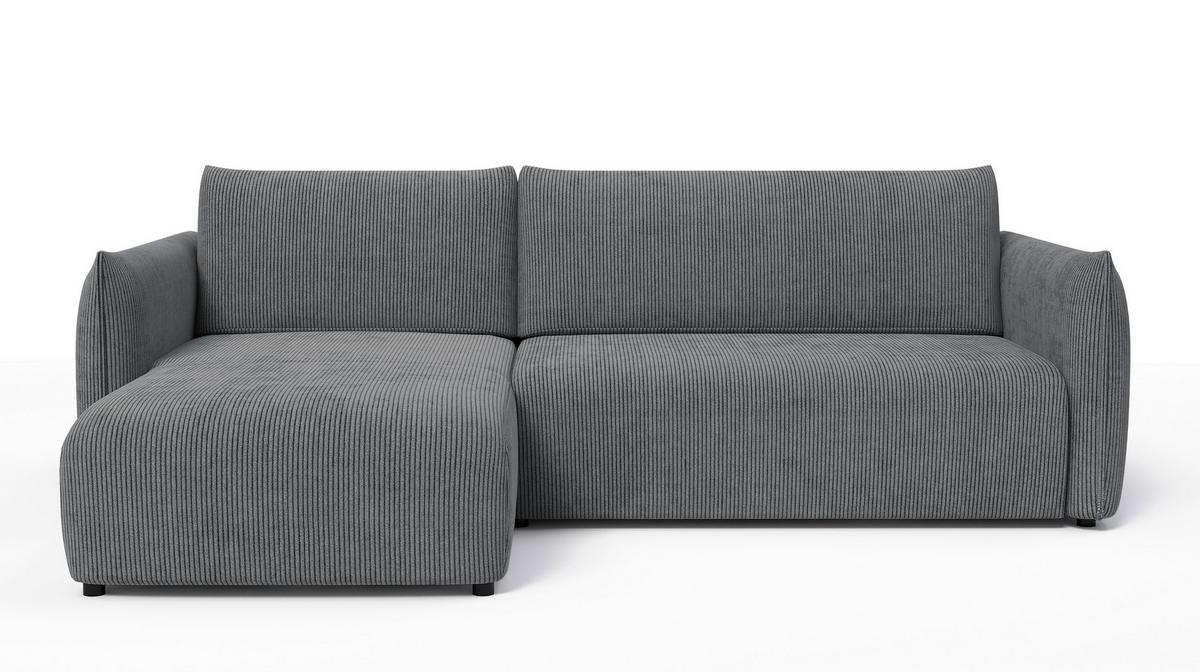 ECKSOFA TAUER 3-Sitzer rechts, dunkelgrau - Dunkelgrau/Schwarz, Holz/Textil (248/173cm) - Wozimo