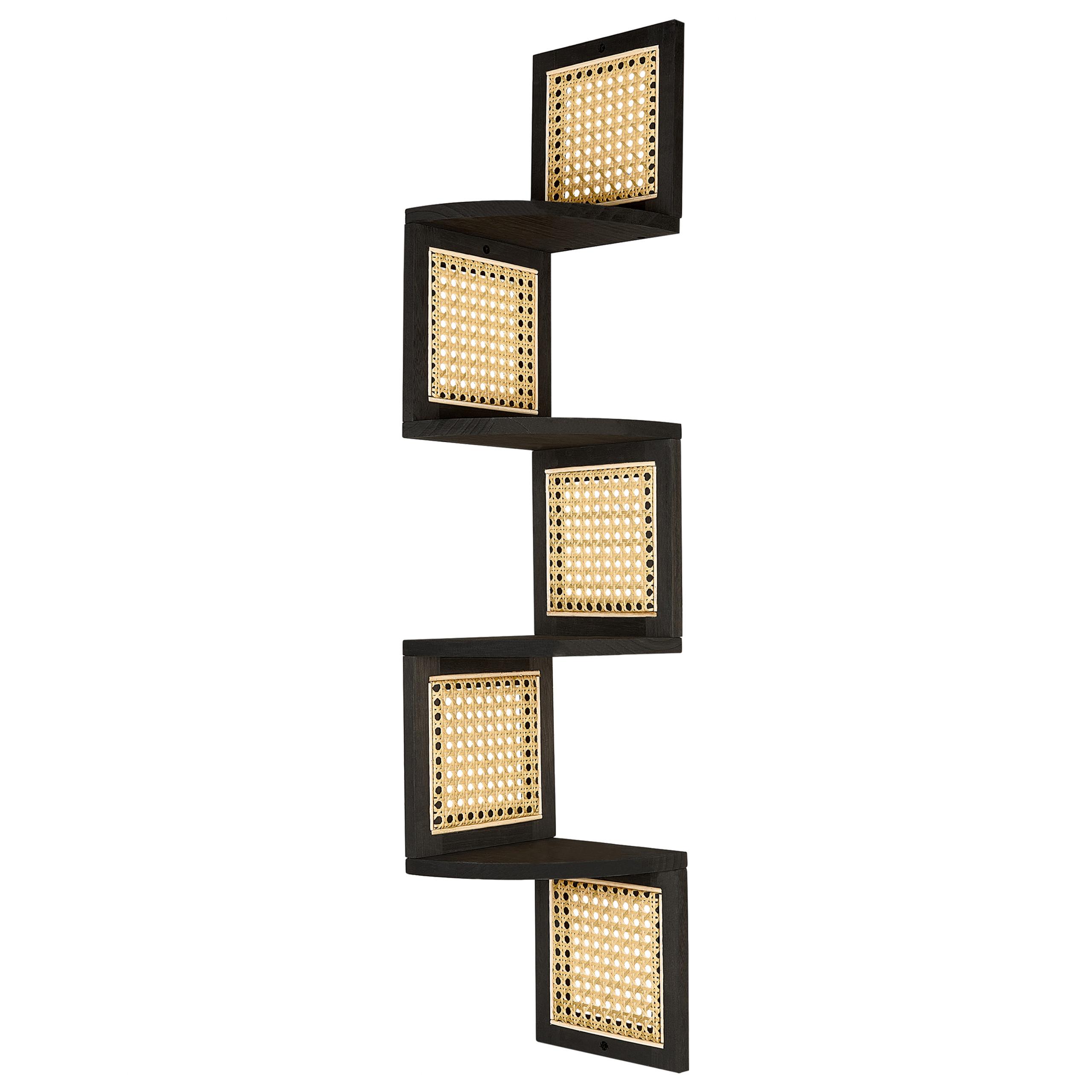 REGAL mit 4 Ebenen Schwarz Alder - Schwarz/Braun, Holz (19/101/19cm) - Beliani