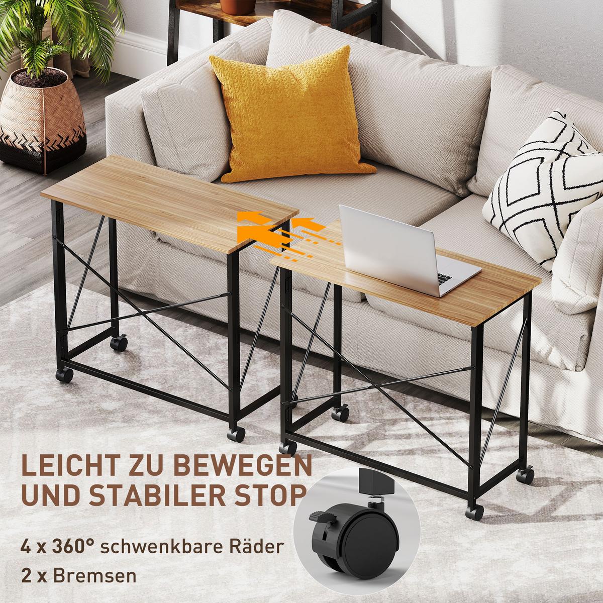 KLAPPBARER-SCHREIBTISCH MDF Eiche - Eichefarben, Holz (80/40/75cm) - HOMCOM