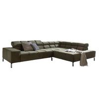ECKSOFA NELSON Dunkelgrün Velvet - Dunkelgrün/Silberfarben, Textil (321/216cm) - KAWOLA