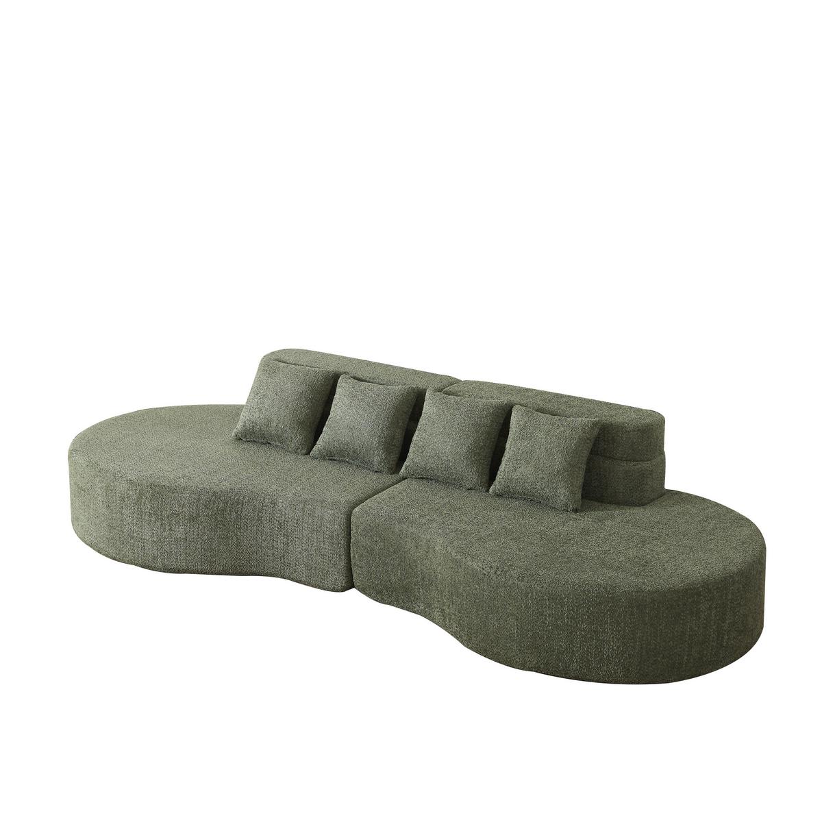 SOFA aus Chenille in Grün Modularer Memory-Schaum & Waschbarer Bezug - Grün, Textil (110/65/310cm) - Urban Meuble