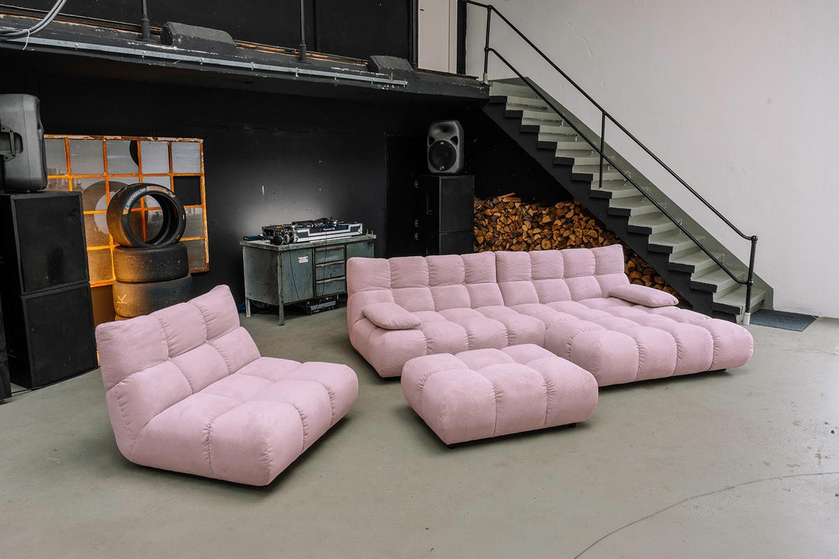 SITZGRUPPE VIVIEN 3ER SET Pink Cord (1er-Set) - Pink/Rosa, Kunststoff/Textil (359/85/510cm) - KAWOLA