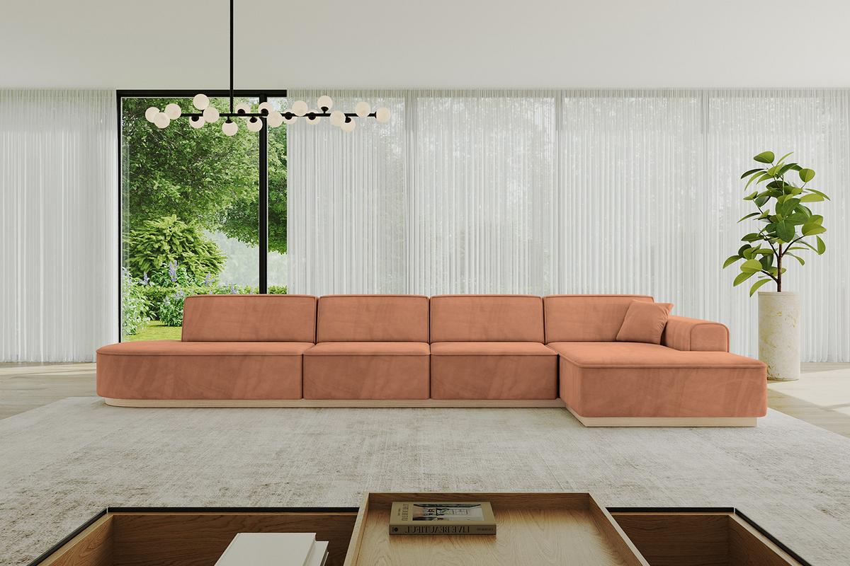 ECKSOFA Ottomane Rechts IREA-L3 - 413x171x83 cm Koralle - Koralle, Holzwerkstoff/Textil (171/413cm) - ALTDECOR
