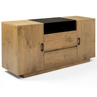 SIDEBOARD in Eichenoptik mit Glasfront mit 2 Schubladen, 2 Türen & offenem Fach - Eichefarben, Holzwerkstoff (140/70/40cm) - Urban Meuble