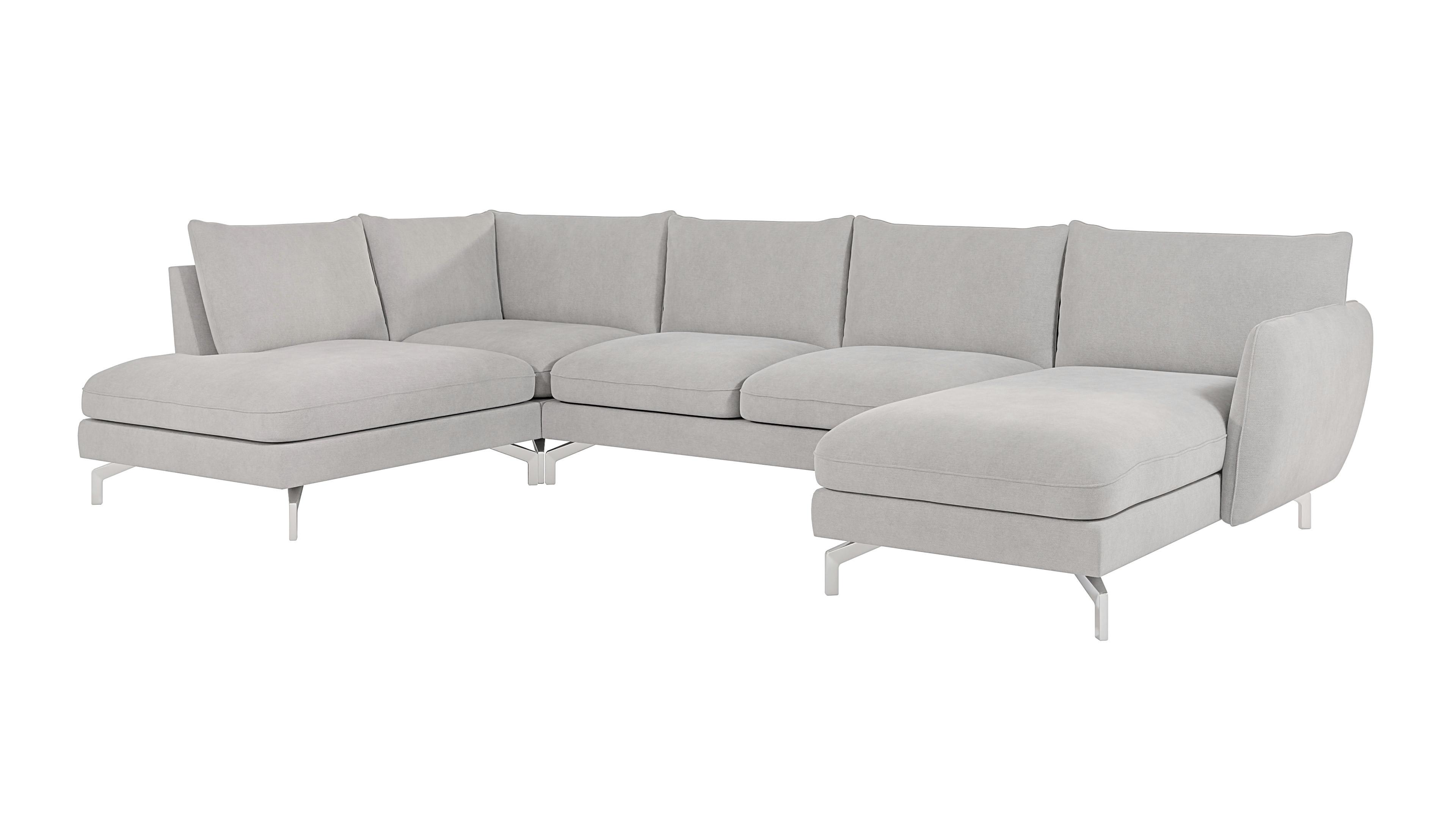 WOHNLANDSCHAFT Elou Silber Luxusmicrofaser - Chromfarben/Silberfarben, Textil/Metall (336/87/200cm) - S-Style