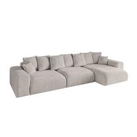 ECKSOFA Ottomane rechts ESKAR-L2 364x176x72 Hellbraun Velours - Hellbraun/Schwarz, Holzwerkstoff/Kunststoff (176/364cm) - ALTDECOR
