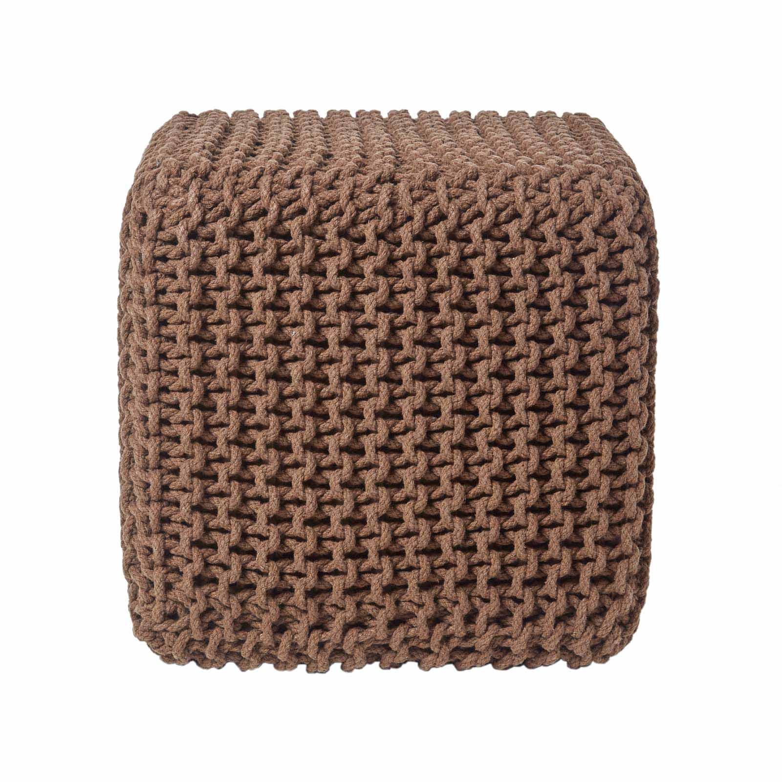 STRICK-POUF braun, Sitzwürfel 35/35/35 cm - Braun, Textil (35/35/35cm) - Homescapes