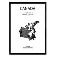 POSTER Länder & Kontinente Kanada A3 Schwarzer Rahmen - Schwarz, Papier (29.7/5/42cm) - Nacnic