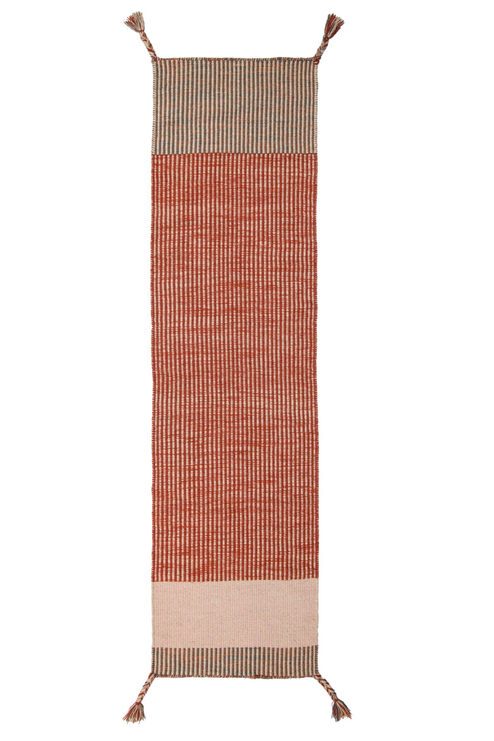 WOLLTEPPICH handgewebt WEY, gestreift, Rot, 60 x 200 cm - Rot, Textil (200/60cm) - KADIMA DESIGN