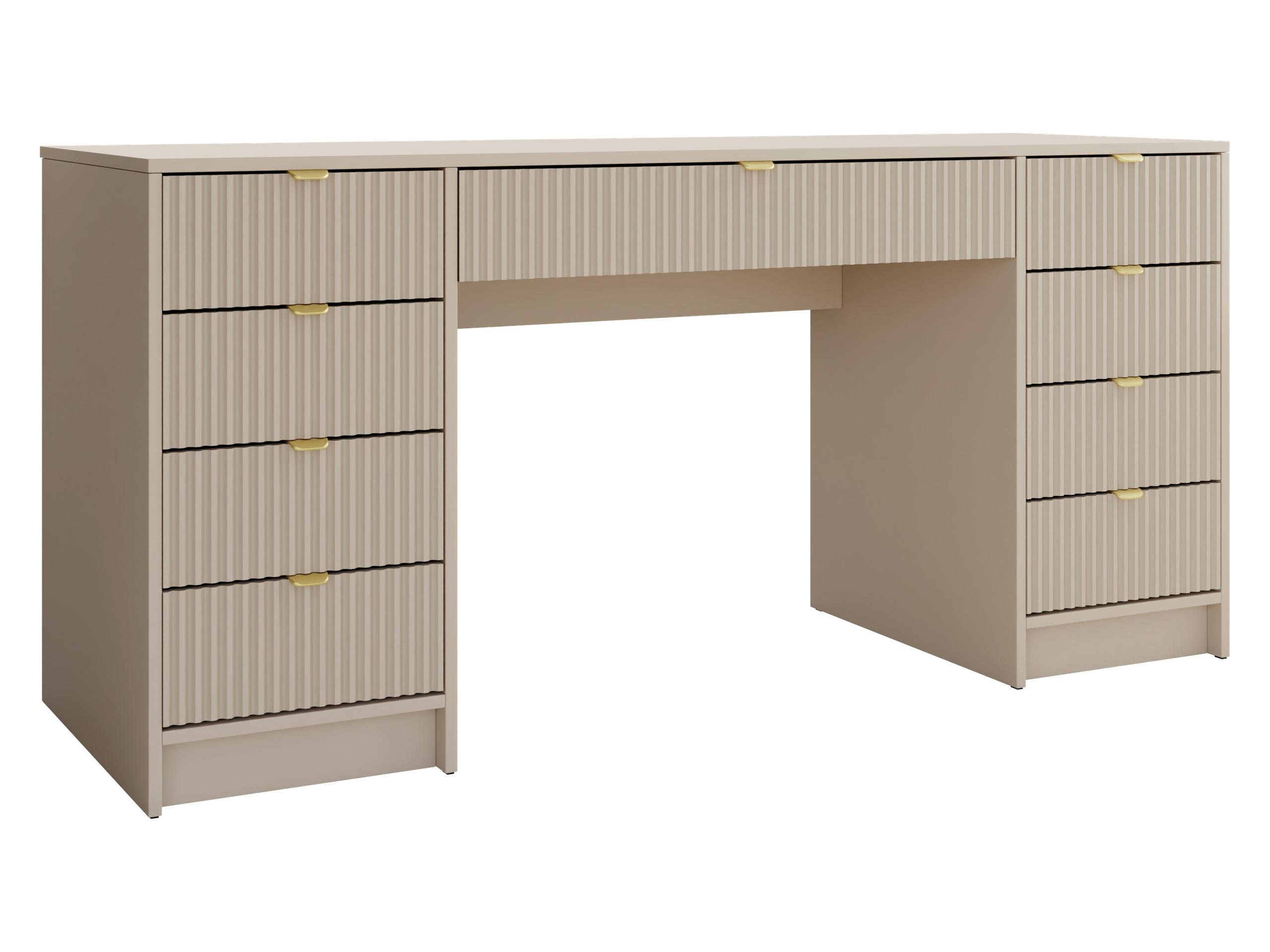 SCHREIBTISCH Tireno Bis - Sandfarben/Goldfarben, Holzwerkstoff/Metall (154/55/76cm) - MIRJAN24