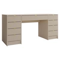 SCHREIBTISCH Tireno Bis - Sandfarben/Goldfarben, Holzwerkstoff/Metall (154/55/76cm) - MIRJAN24