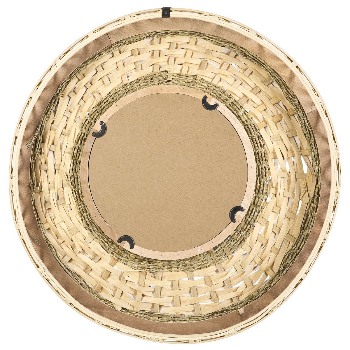 WANDSPIEGEL Bambusholz natürlich rund 61 cm Soledad - Naturfarben/Weiß, Holz (61/61/8cm) - Beliani