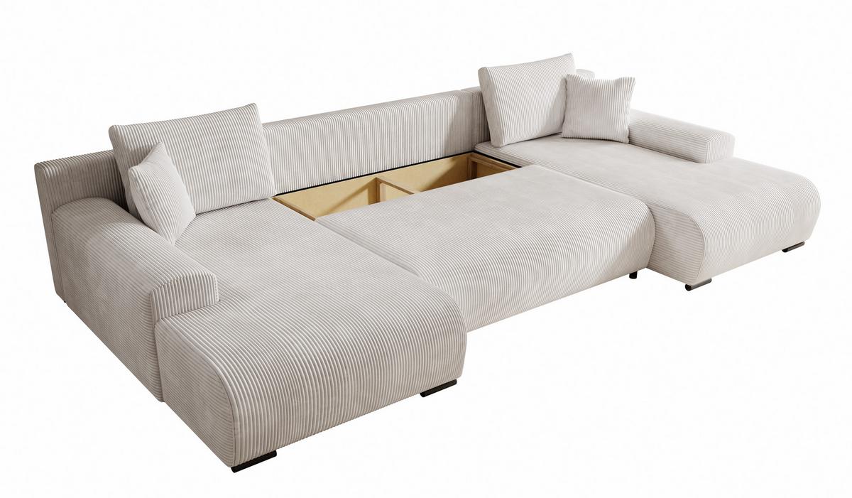WOHNLANDSCHAFT, Couch Nelly U U WOHNLANDSCHAFT U-Form, mit Schlaffunktion und Bettkasten, U-Form Couch - Creme, Textil (349/80/185cm)
