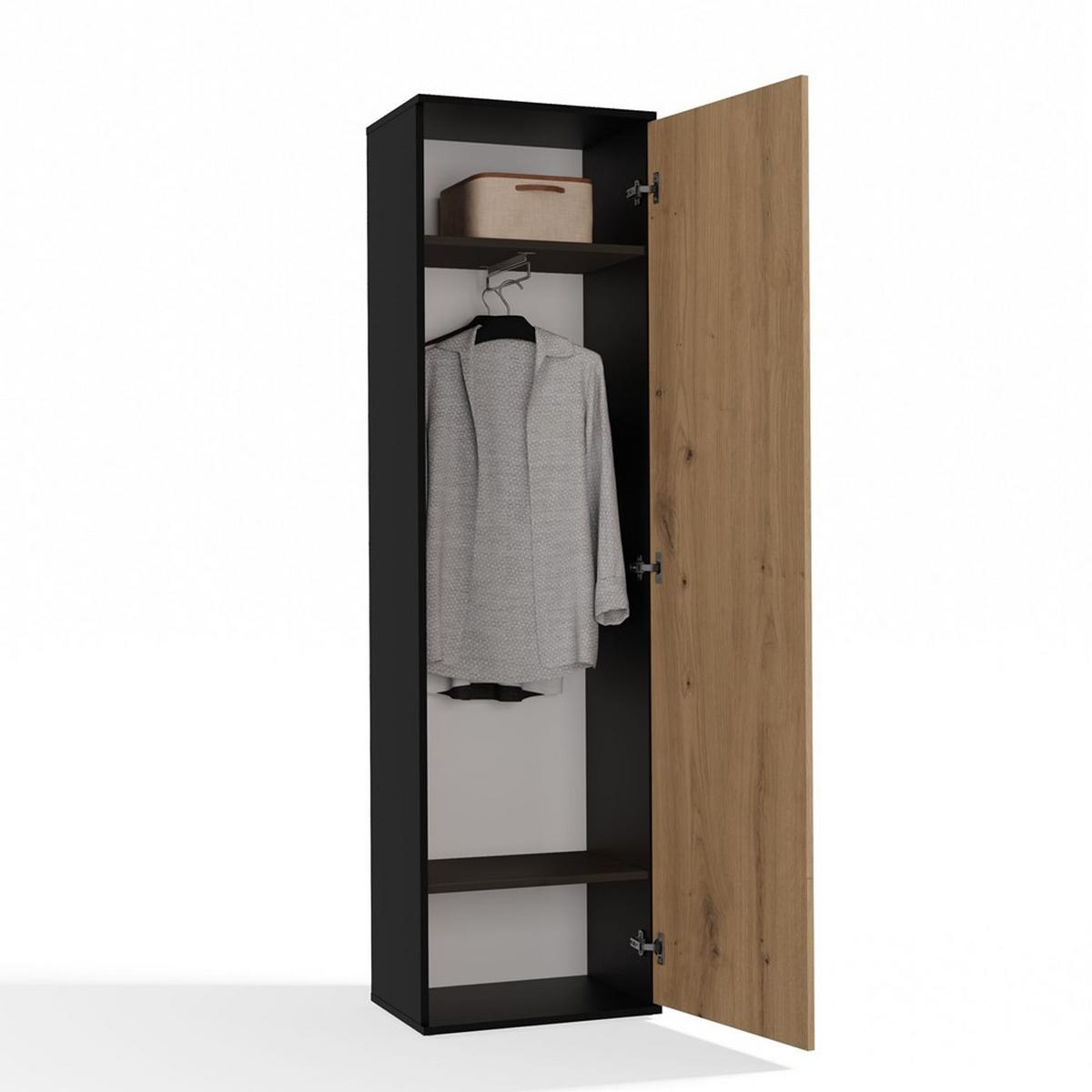 GARDEROBENSCHRANK Anthrazit, Artisan 50/180/35 - Anthrazit, Holzwerkstoff (50/180/35cm) - RAUMHIRSCH FURNITURE