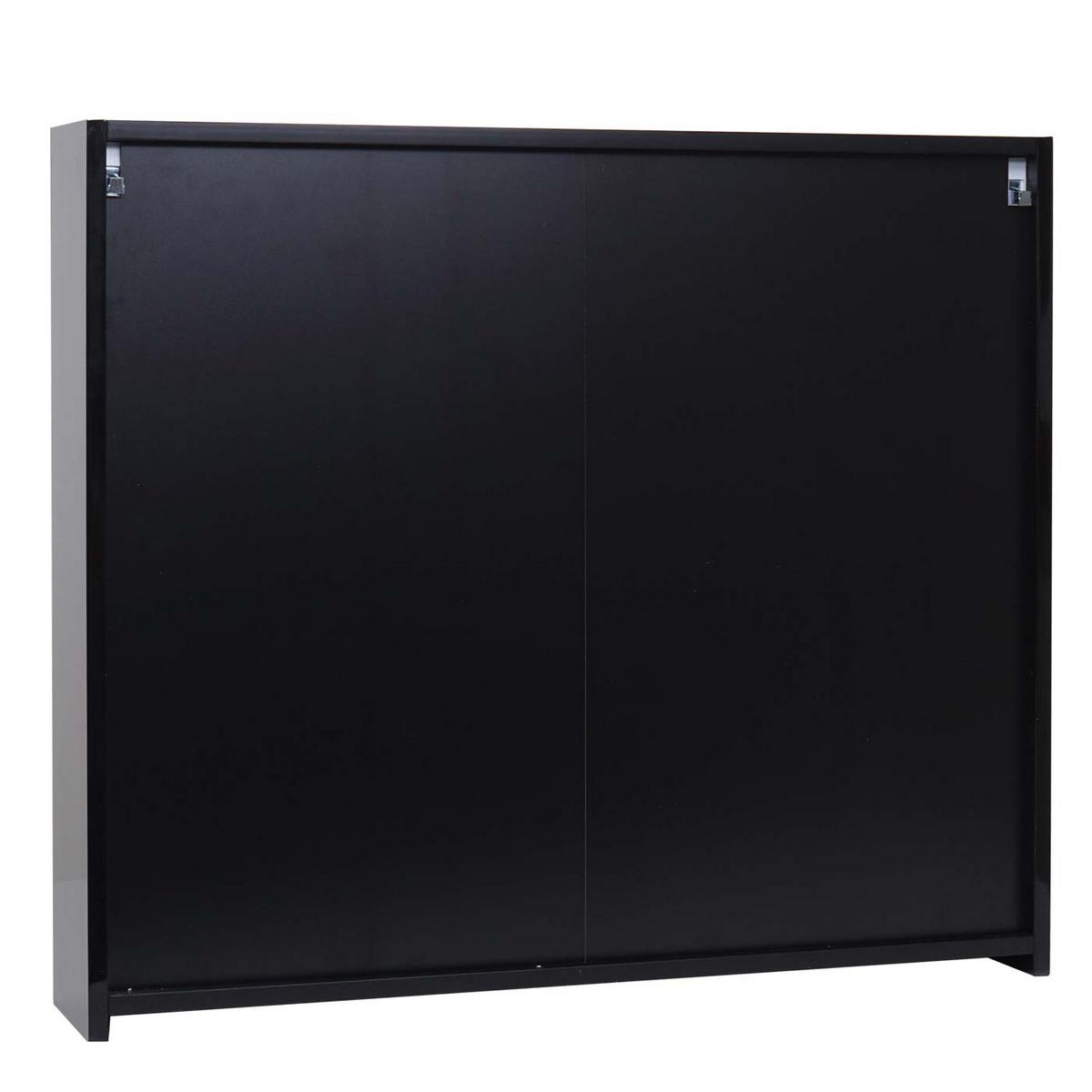 SPIEGELSCHRANK B19B Hochglanz Schwarz - Schwarz Hochglanz, Holz (80/70/16cm) - MCW
