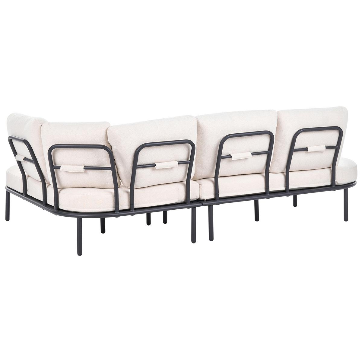 GARTENSOFA mit Tisch 4-Sitzer Metall Schwarz Pollina - Beige/Schwarz, Metall (238/77/162cm) - Beliani
