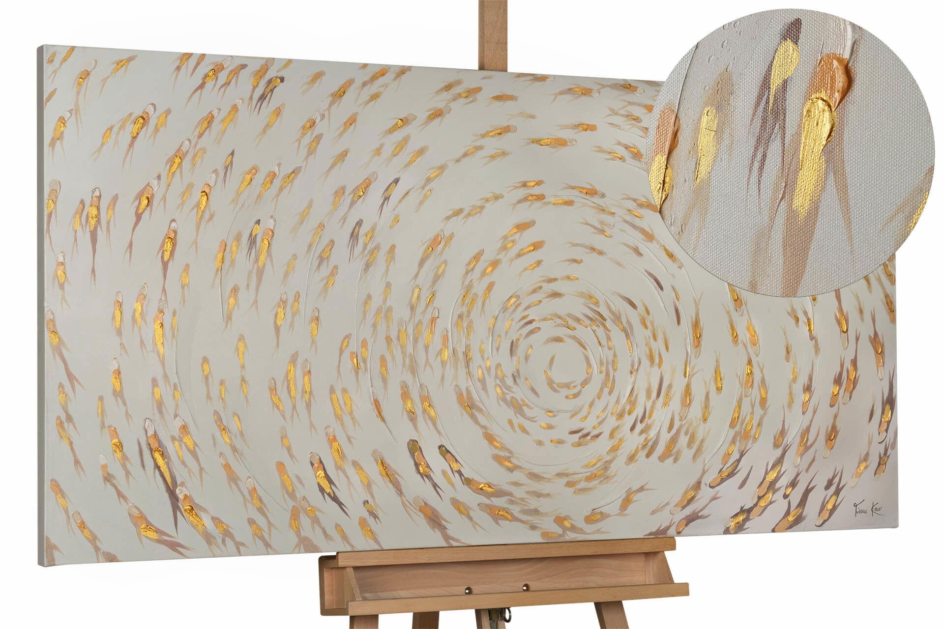 ÖLGEMÄLDE 140/70 cm - Beige/Goldfarben, Holz/Textil (140/70cm) - KUNSTLOFT