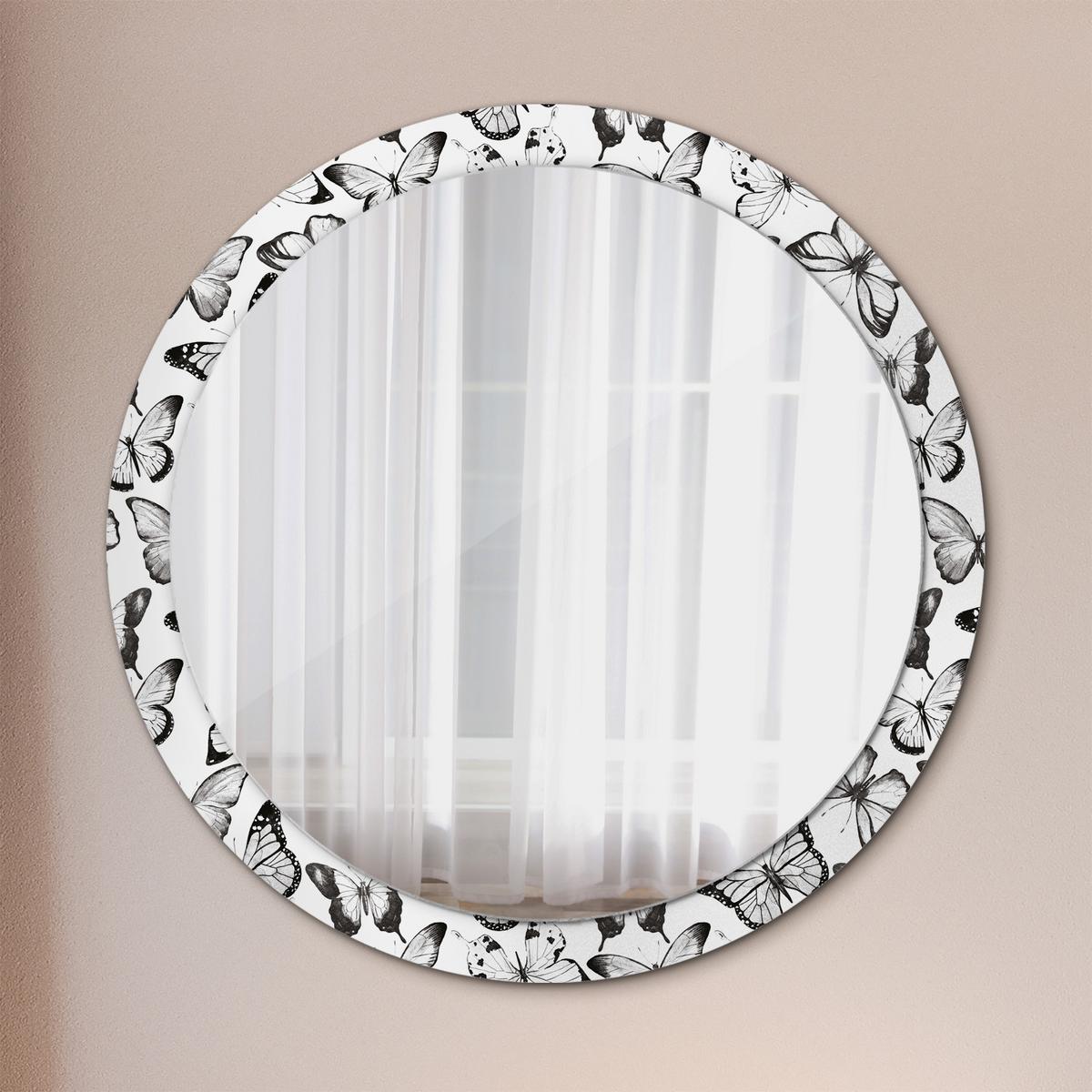 SPIEGEL Rund Ø 100 cm mit Aufdruck - Schwarz, Glas (100/100/0.4cm) - Wallfluent