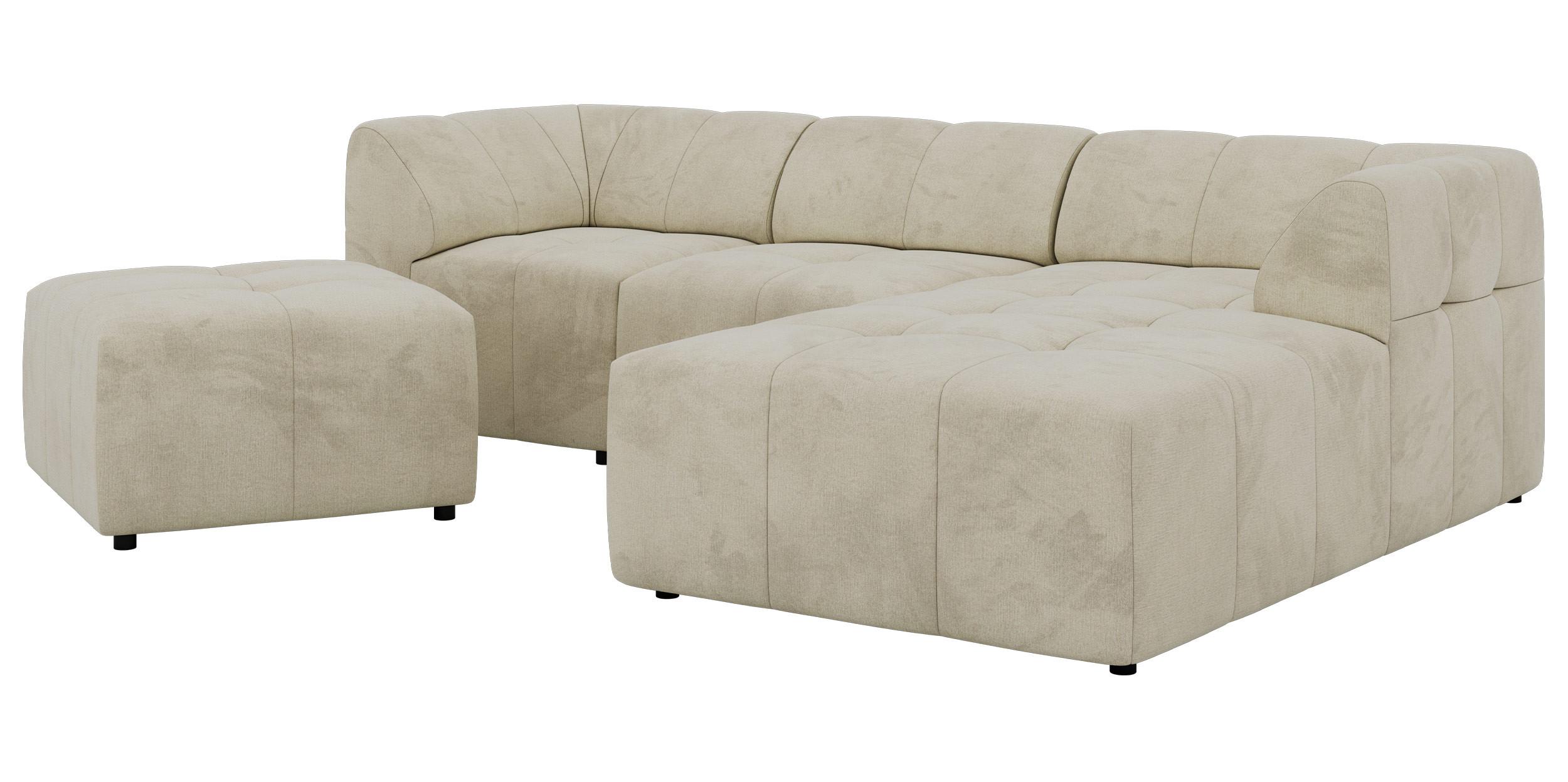 ECKSOFA VORITA L 4M - Beige Velvet - Rechts Seite - Beige/Schwarz, Kunststoff/Textil (176/267cm) - MKS