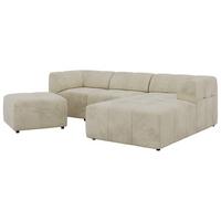 ECKSOFA VORITA L 4M - Beige Velvet - Rechts Seite - Beige/Schwarz, Kunststoff/Textil (176/267cm) - MKS