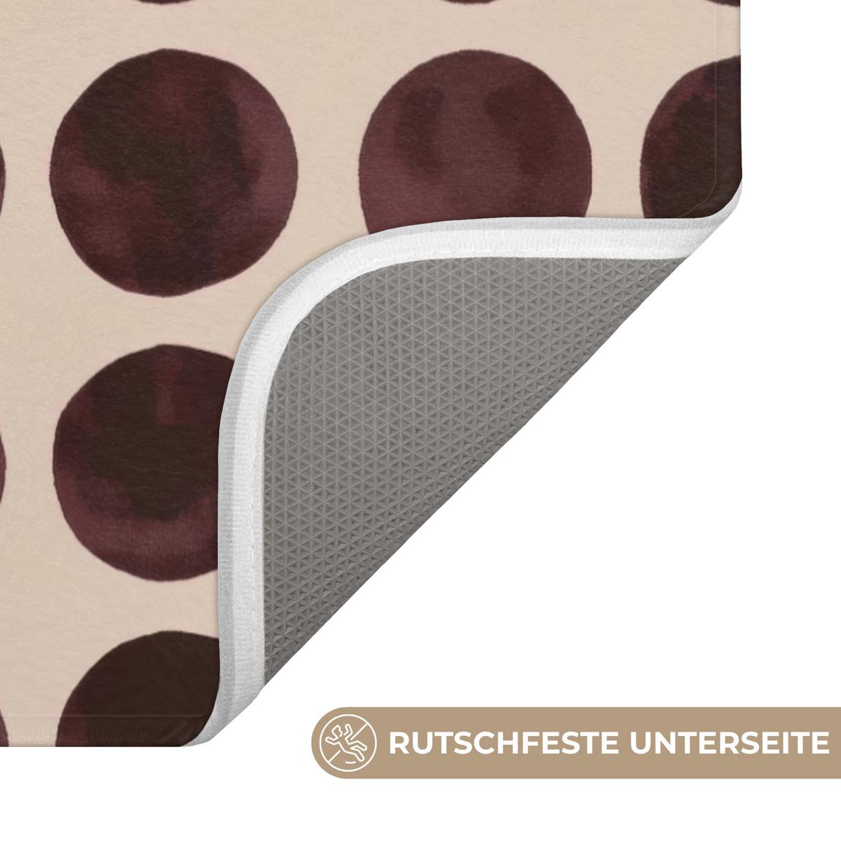 BADEMATTE Polka dots - Muster - Braun 60x90 cm - Bordeaux, Textil (60/90cm) - OnlyWow