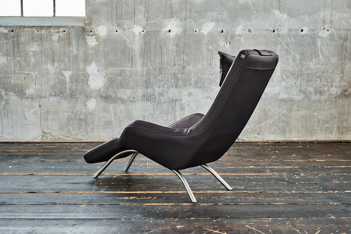 RELAXLIEGE CAVAL Grau Leder - Dunkelgrau/Silberfarben, Leder/Metall (79/95/157cm) - KAWOLA
