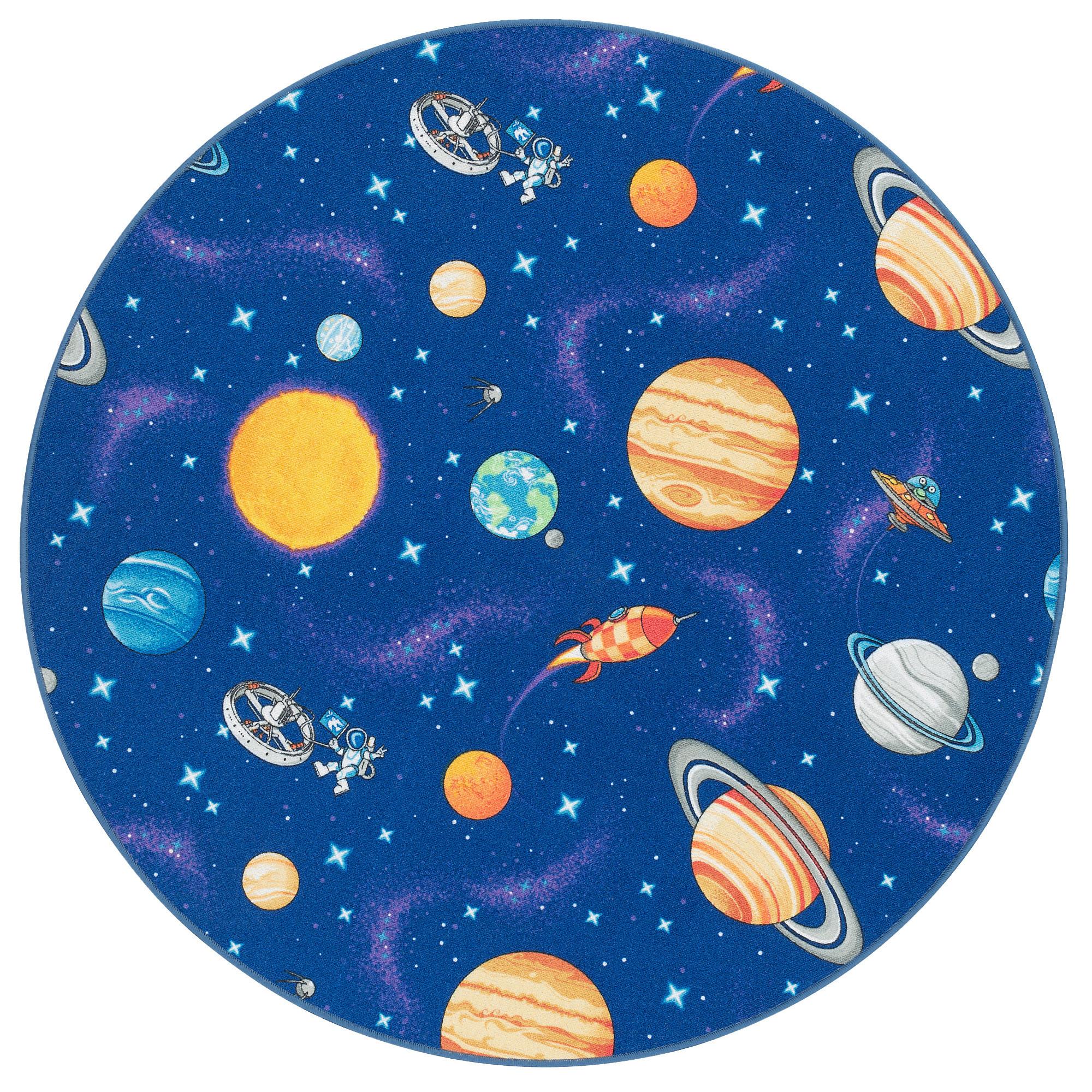 KINDER SPIEL TEPPICH WELTALL RUND - Blau, Textil (133/133cm) - Snapstyle