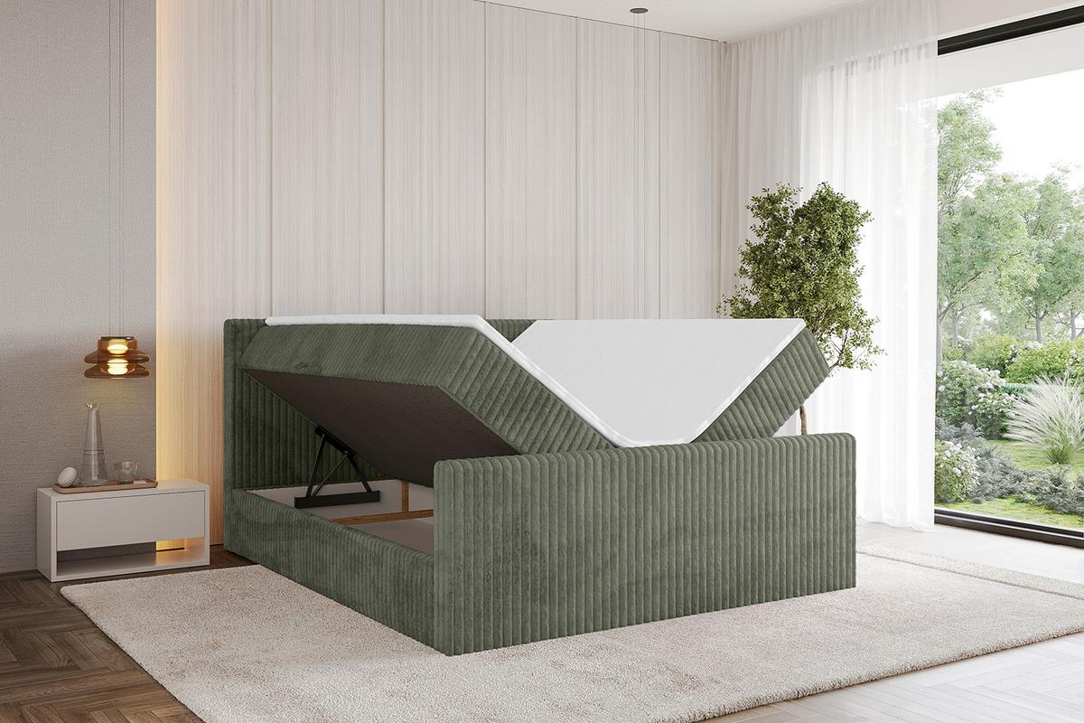 BOXBETT mit Matratze H3 und Lattenrost - TOLO-Z - 180x200 Cord - Olive - Olivgrün, Holzwerkstoff (180/200cm) - ALTDECOR