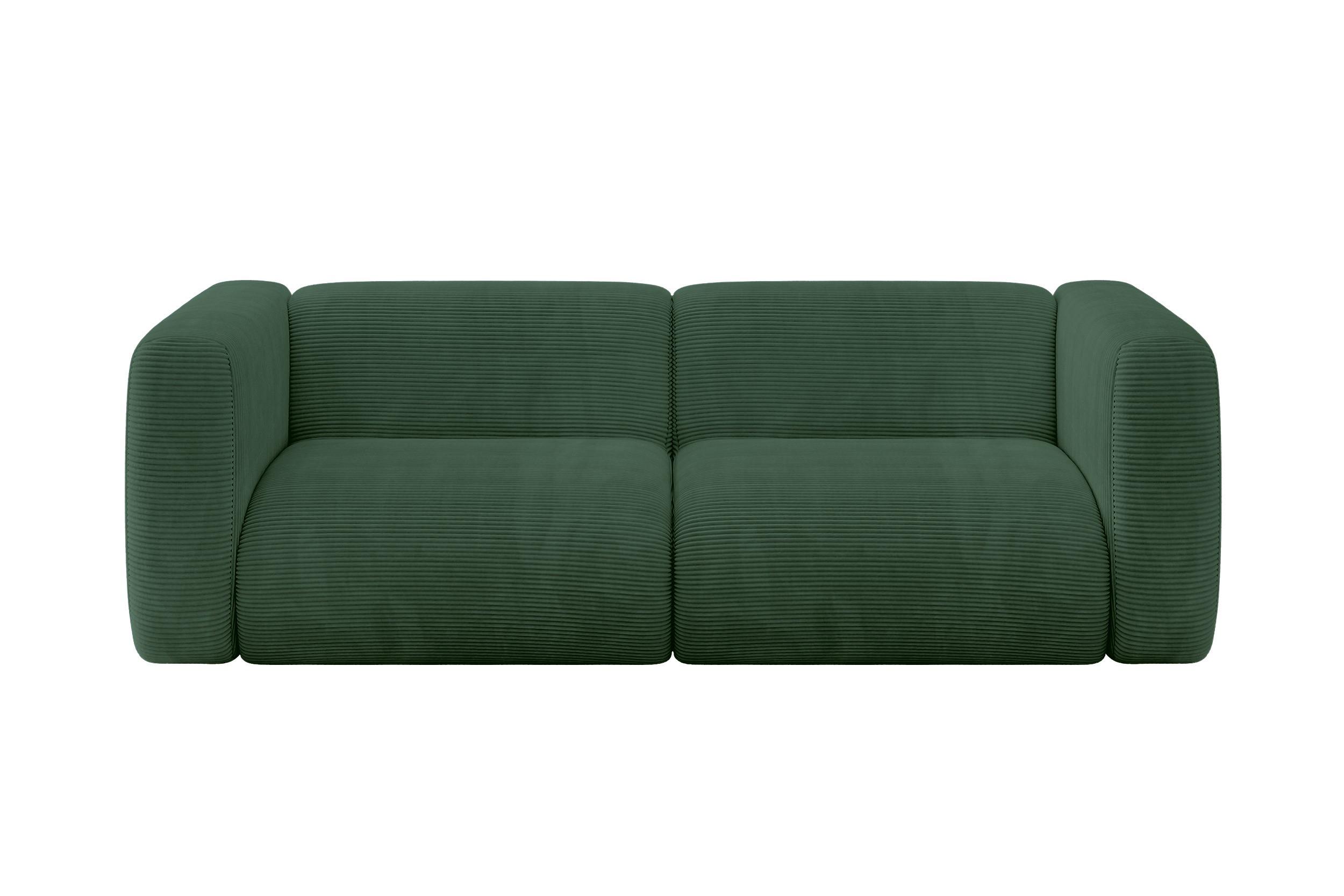 MODULARES Sofa 2-SITZER MIRA-S1 228x89x70 Grün cm Cord - Salbeigrün/Schwarz, Holzwerkstoff/Kunststoff (228/70/89cm) - ALTDECOR