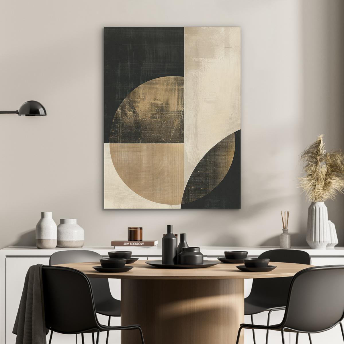 AKUSTIKBILD Abstrakt - Geometrische Formen - Schwarz - Gold Wandbilder 60x80 cm - Ecru, Kunststoff (60/80/0.9cm) - MuchoWow
