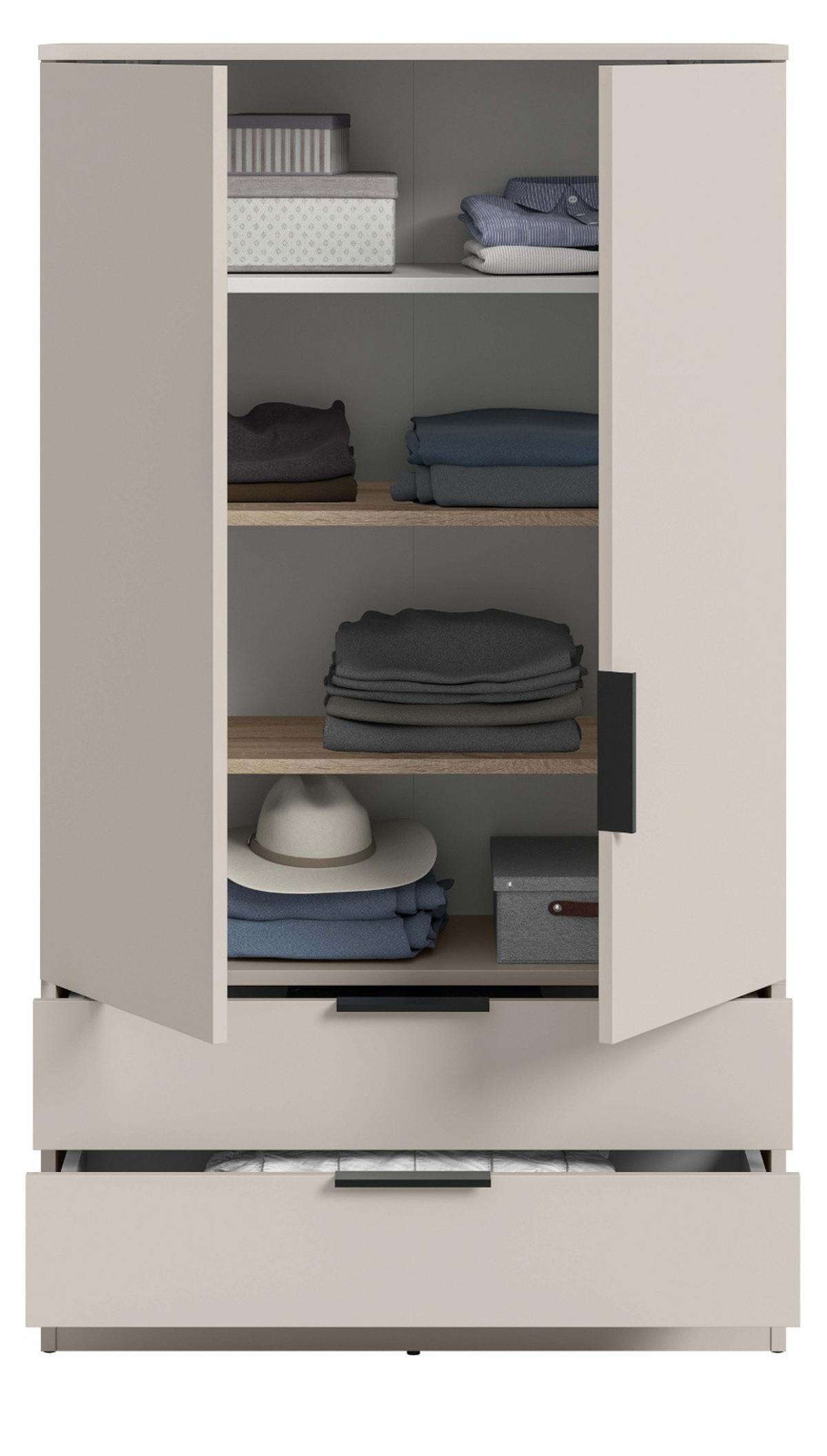 KLEIDERSCHRANK kaschmir 80 x 140 cm, Wäscheschrank 2-türig - Kaschmir/Schwarz, Holzwerkstoff/Kunststoff (80/140/37cm) - Inn.Furn