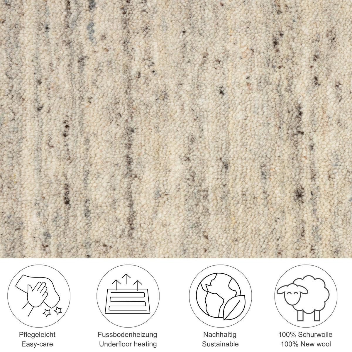 HANDWEBTEPPICH Pure 190x290 cm - Hellgrau, Textil (190/290cm) - THEKO
