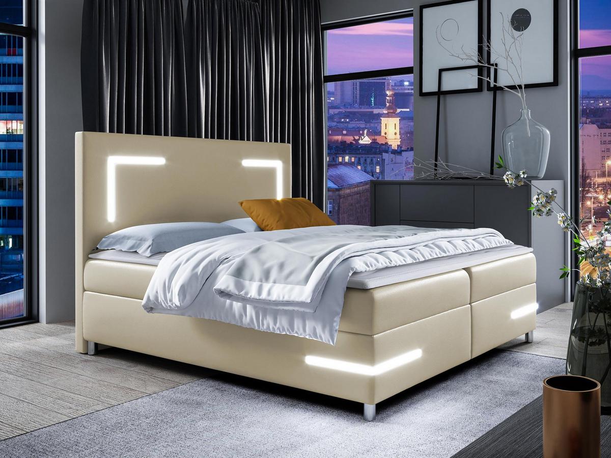 BOXBETT Delos LED - H3 - Beige, Holz (160/200cm) - MIRJAN24