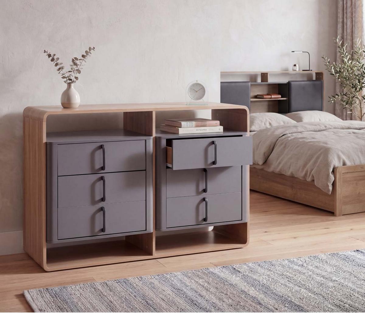 KOMMODE Dunkelgrau, Braun - Dunkelgrau/Braun, Holz (120/80/42cm) - MCW