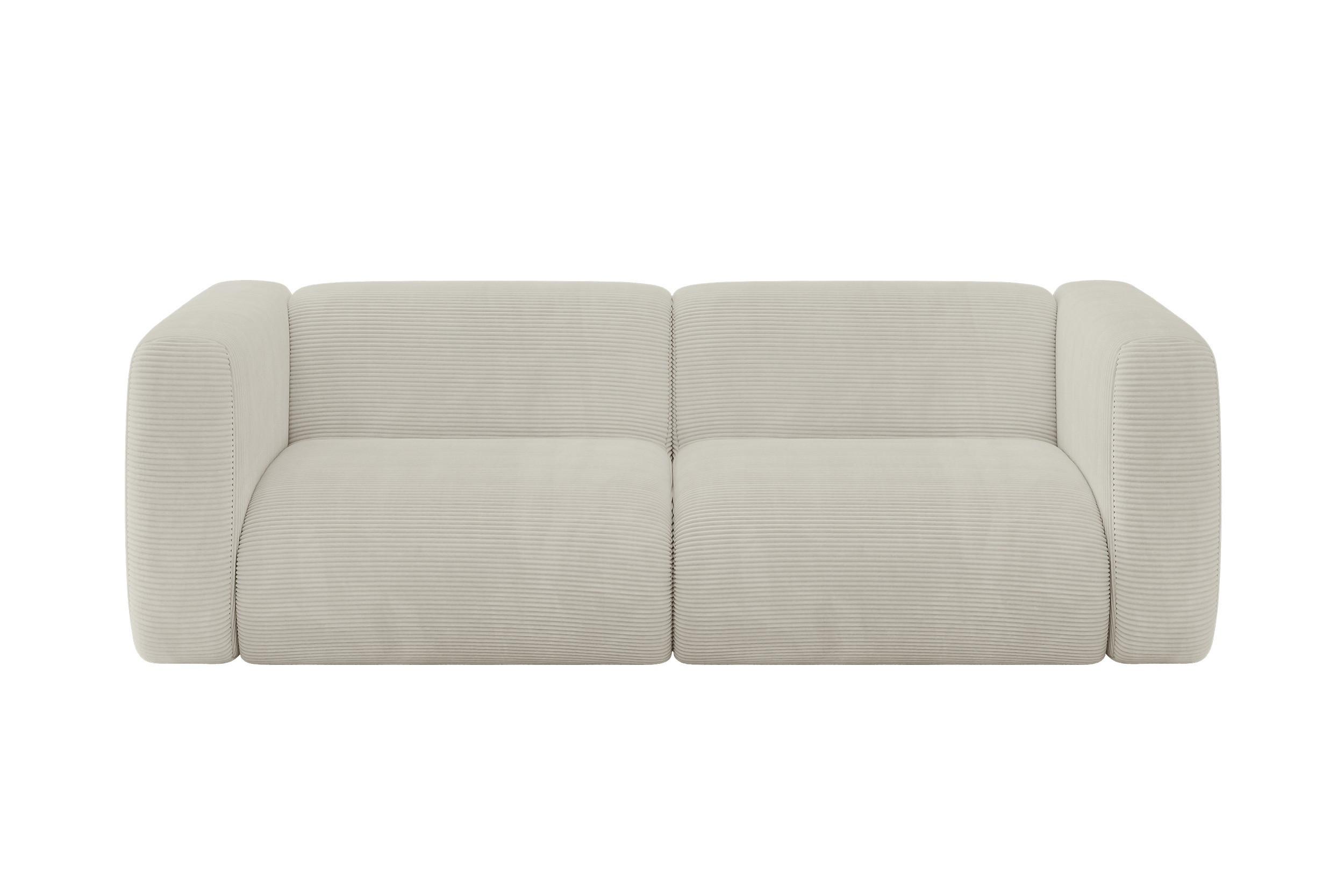 MODULARES Sofa 2-SITZER MIRA-S1 228x89x70 Creme cm Cord - Ecru/Creme, Holzwerkstoff/Kunststoff (228/70/89cm) - ALTDECOR