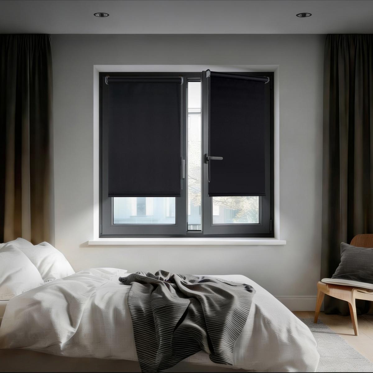 VERDUNKELUNGSROLLO Moon Easyfix Schwarz 100x180 - Schwarz, Kunststoff (100/180/1cm) - STORESDECO