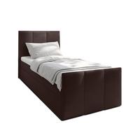 BOXBETT LEVENTE 80x200 cm mit Bettkasten und Matratze - Braun + TOPPER - Schwarz/Braun, Holz/Holzwerkstoff (80/200cm) - AX Living