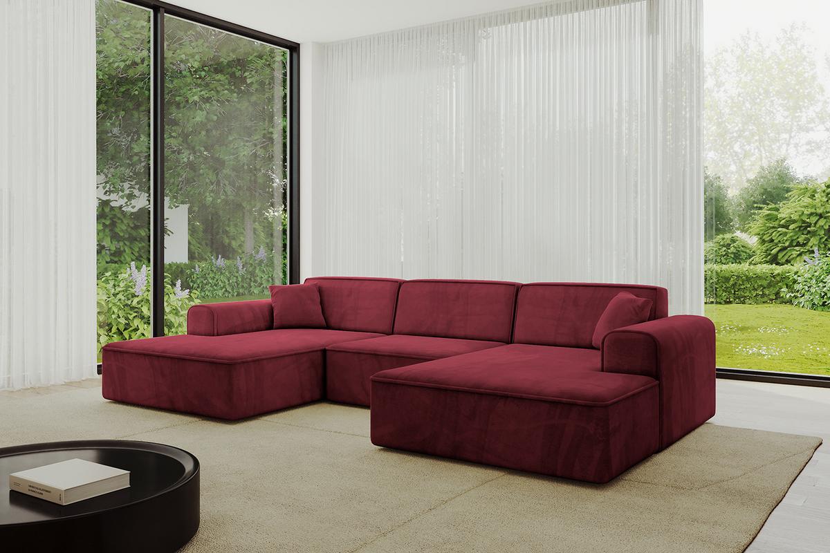 WOHNLANDSCHAFT IREA-U1-v3 - 301x165x77 cm Bordeauxrot - Bordeaux, Holzwerkstoff/Textil (301/77/165cm) - ALTDECOR