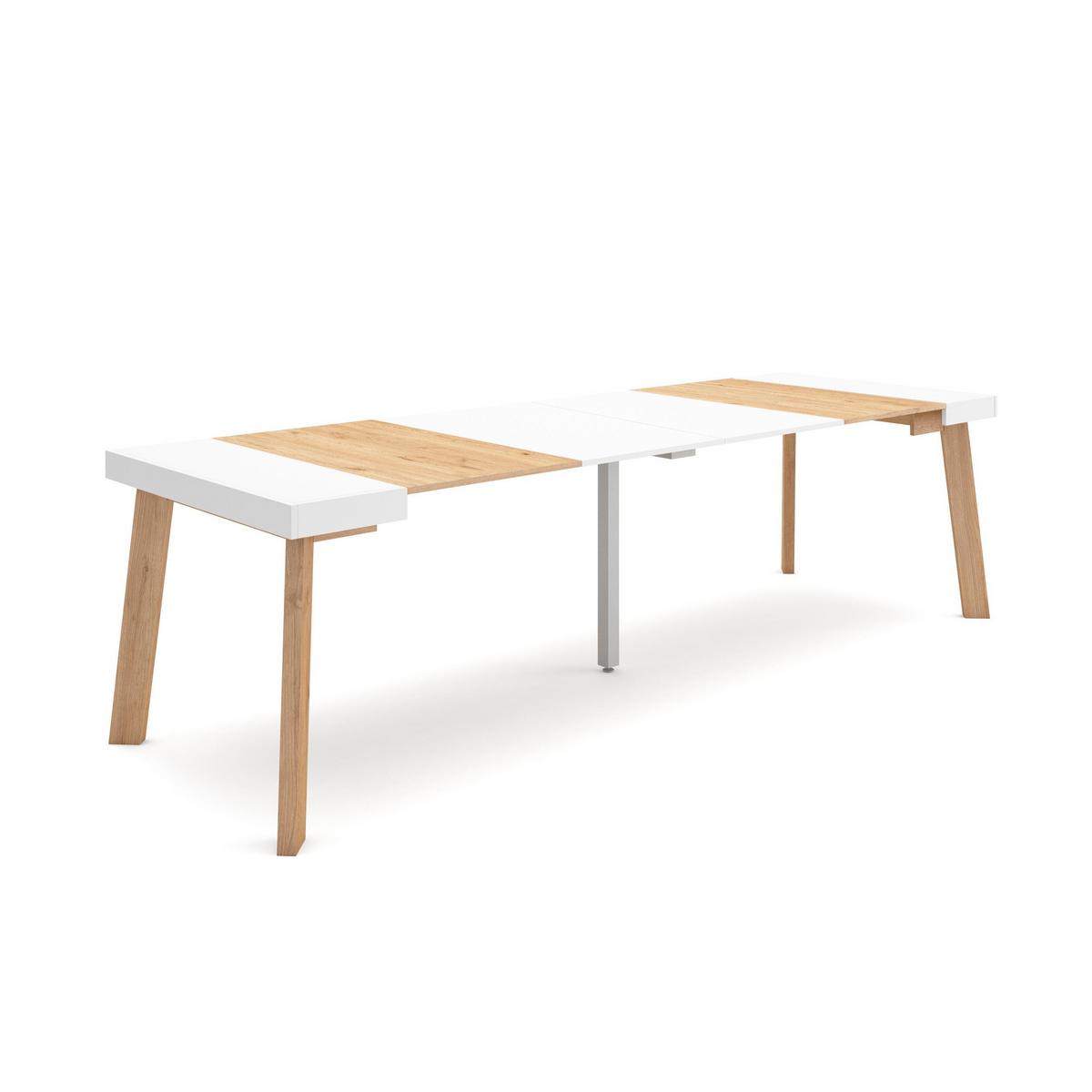 KONSOLENTISCH ausziehbar 58 bis 262cm, für 12 Gäste, eiche weiß, 90/58/73cm - Eichefarben/Weiß, Holzwerkstoff (90/262/73cm) - Skraut Home