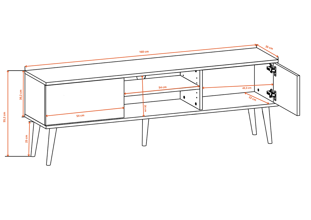 TV-MÖBEL Toronto Grau - Grau, Holzwerkstoff (160/55/35cm) - Petits-meubles