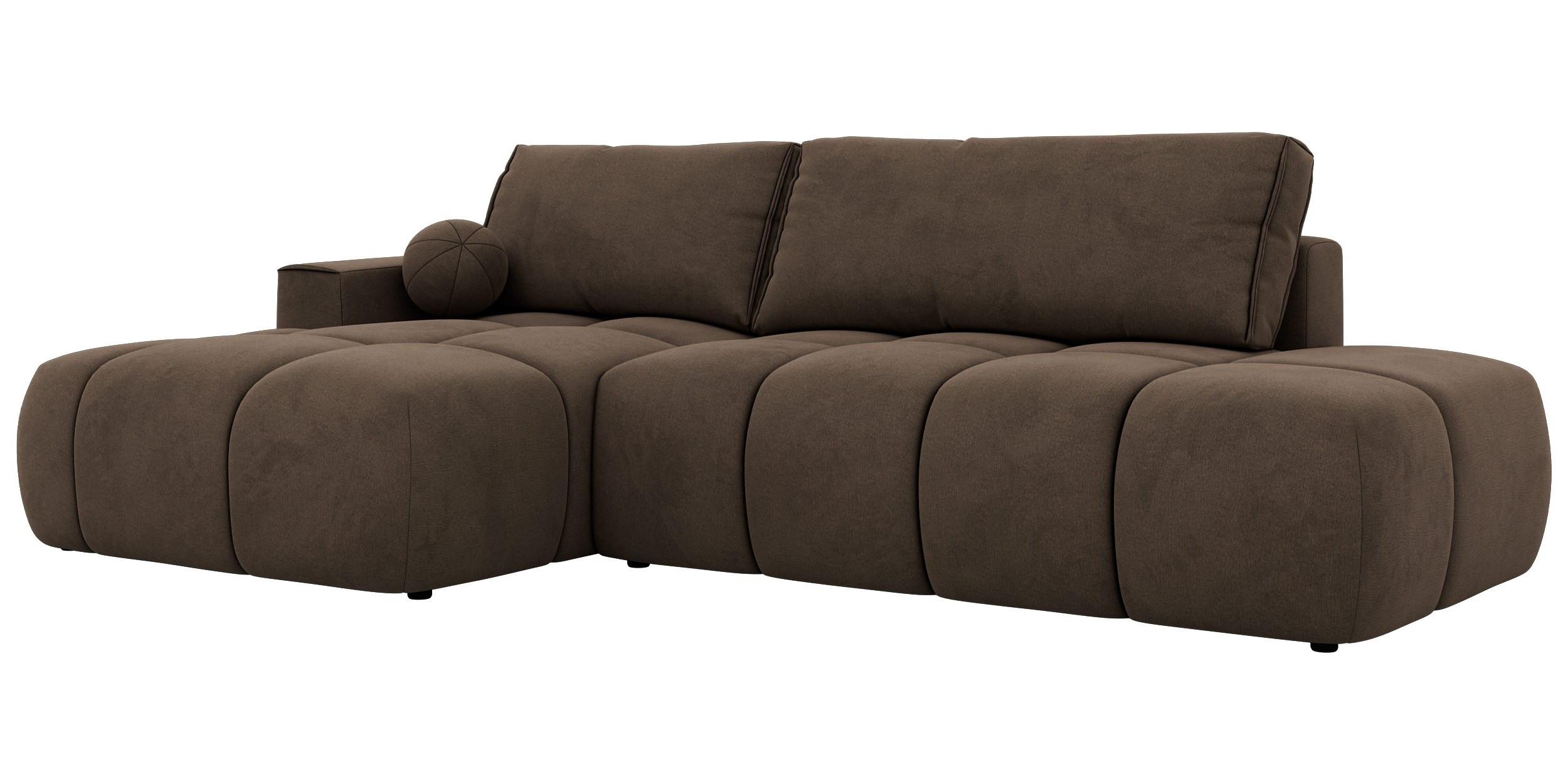 ECKSOFA LORAN L Braun Velvet - Links - Schwarz/Braun, Kunststoff/Textil (170/292cm) - MKS