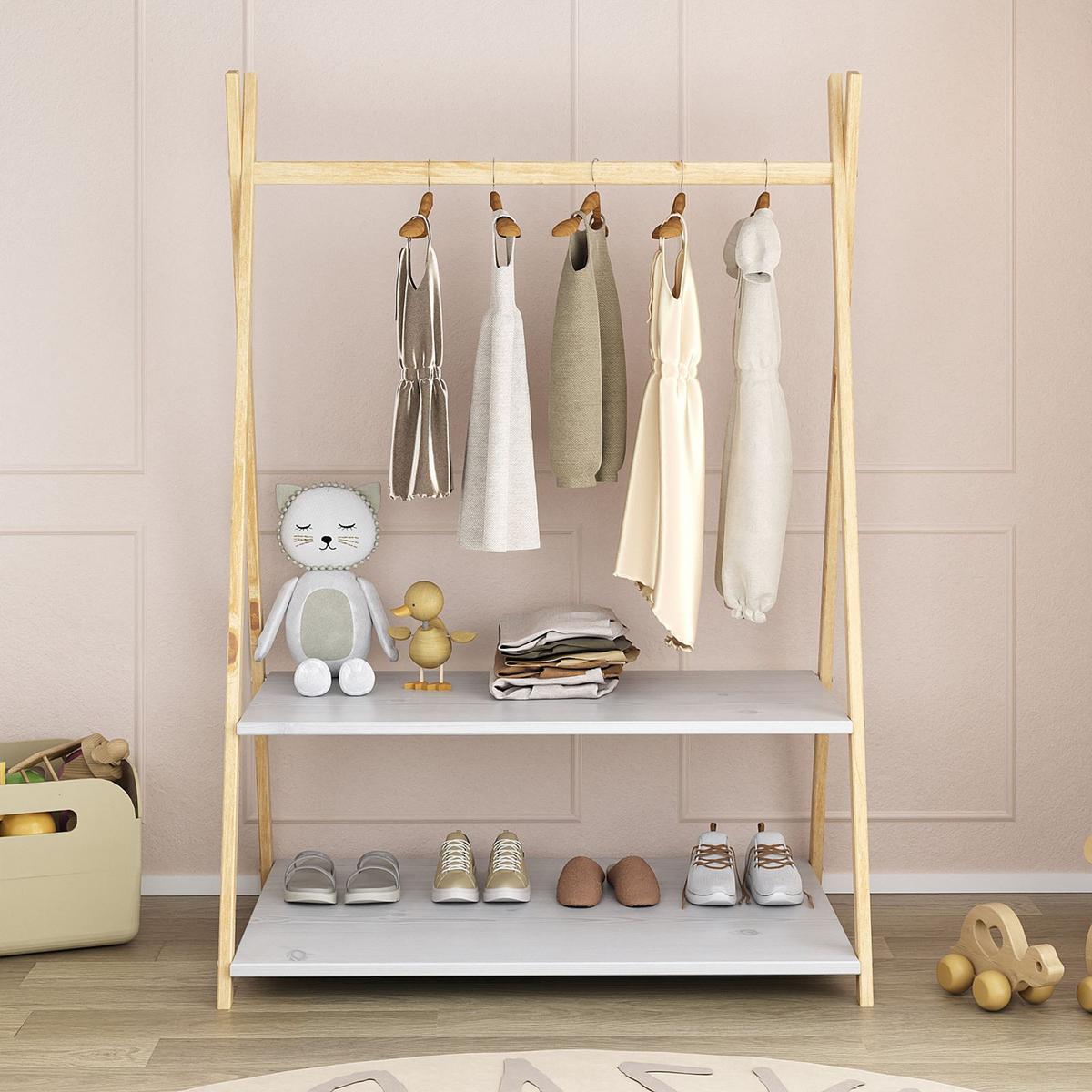 KINDERGARDEROBE DANILO - Naturfarben/Weiß, Holz (82/115/50cm) - IDIMEX