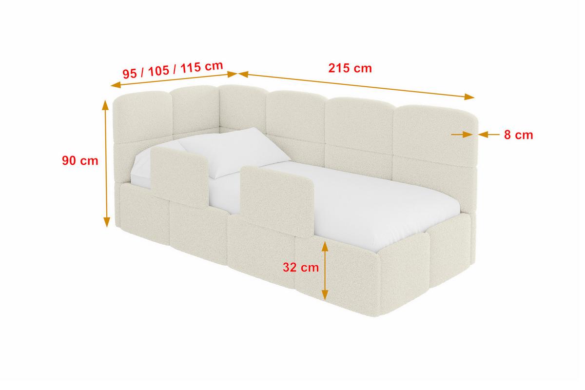 EINZELLBETT Jugendbett mit Bettkasten und Matratze H3/H4, Rechts - KIVY 80x200 Beige - Perlmutt, Holzwerkstoff/Textil (80/200cm) - ALTDECOR