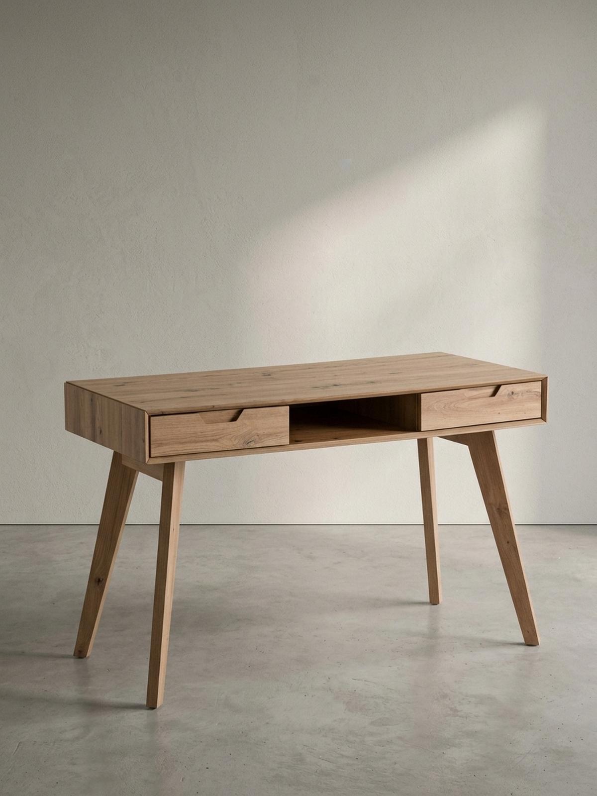 SCHREIBTISCH – Eiche-Dekor, 120x55x77 cm, Stauraum, Skandinavischer Stil, Massivholzbeine - Eichefarben/Braun, Holz (120/55/77cm) - KADIMA DESIGN