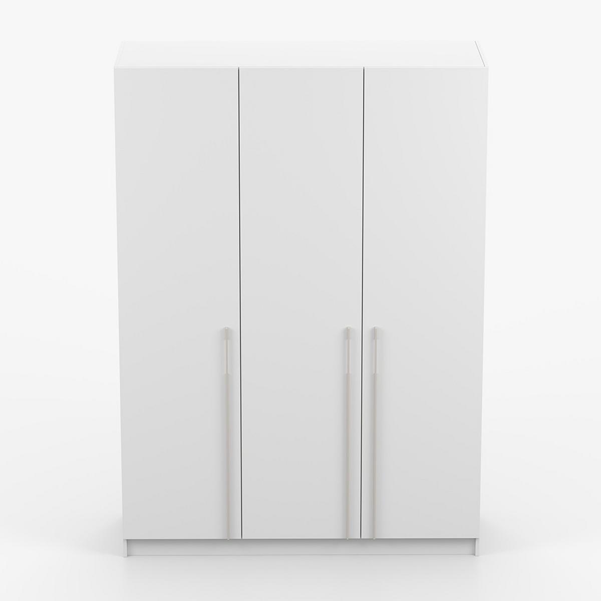 DREHTÜRENSCHRANK ROSA 3D 150/210/55, 3-türig, weiß - Kaschmir/Weiß, Holzwerkstoff (150/210/55cm) - imoebel24
