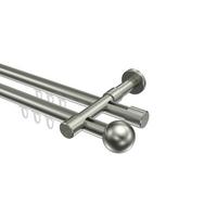 GARDINENSTANGE INNENLAUF Prestige Luino 480 cm (geteilt in 3 x 160 cm), 2-läufig, 20 mm Ø Edelstahl-Optik - Edelstahlfarben, Metall (480cm) - INTERDECO