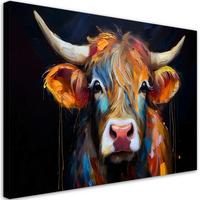 WANDBILD bunte schottische kuh - Multicolor, Textil (60/40cm) - Feeby