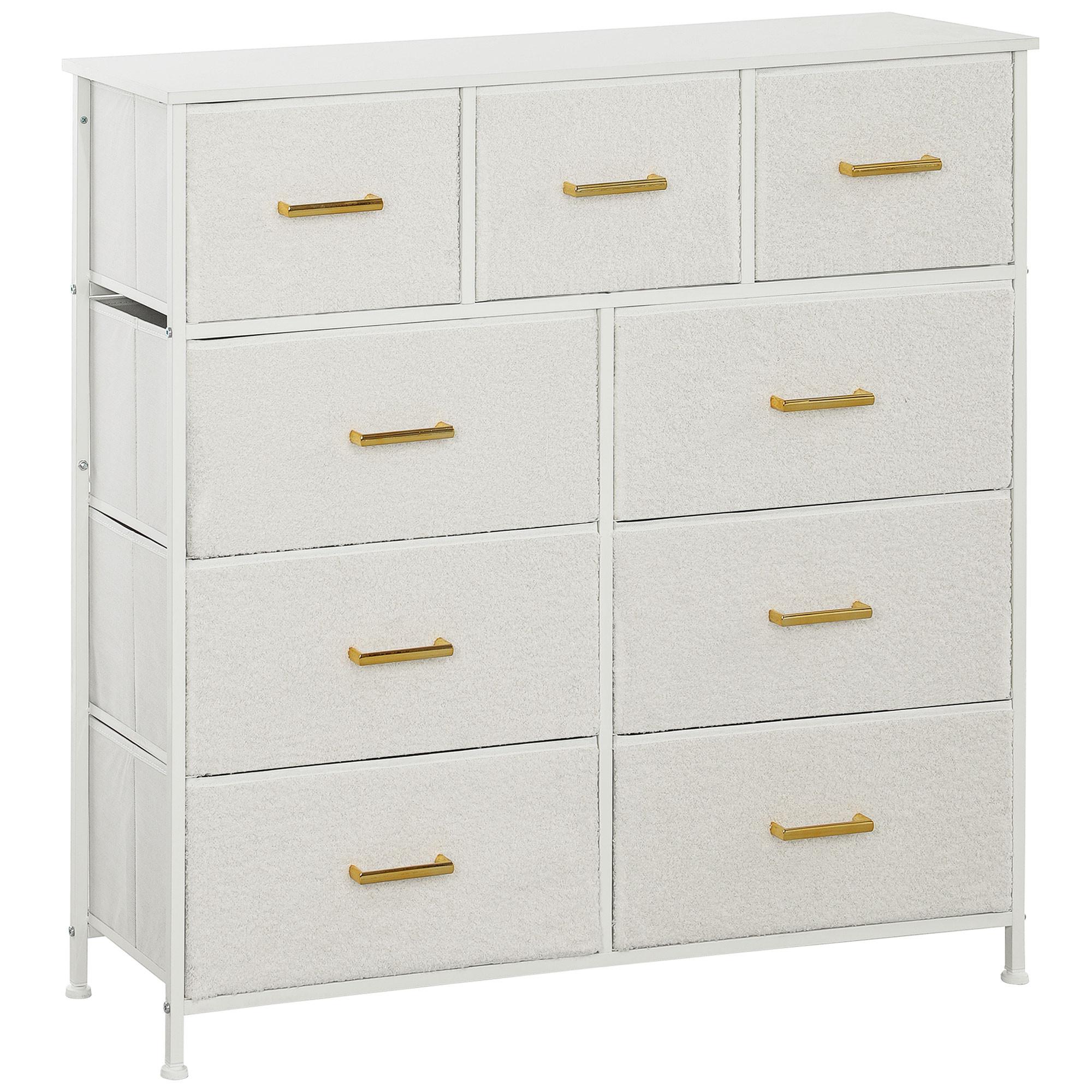 KOMMODE Polyester Spanplatte Cremeweiß - Weiß, Karton (30/99/100cm) - HOMCOM