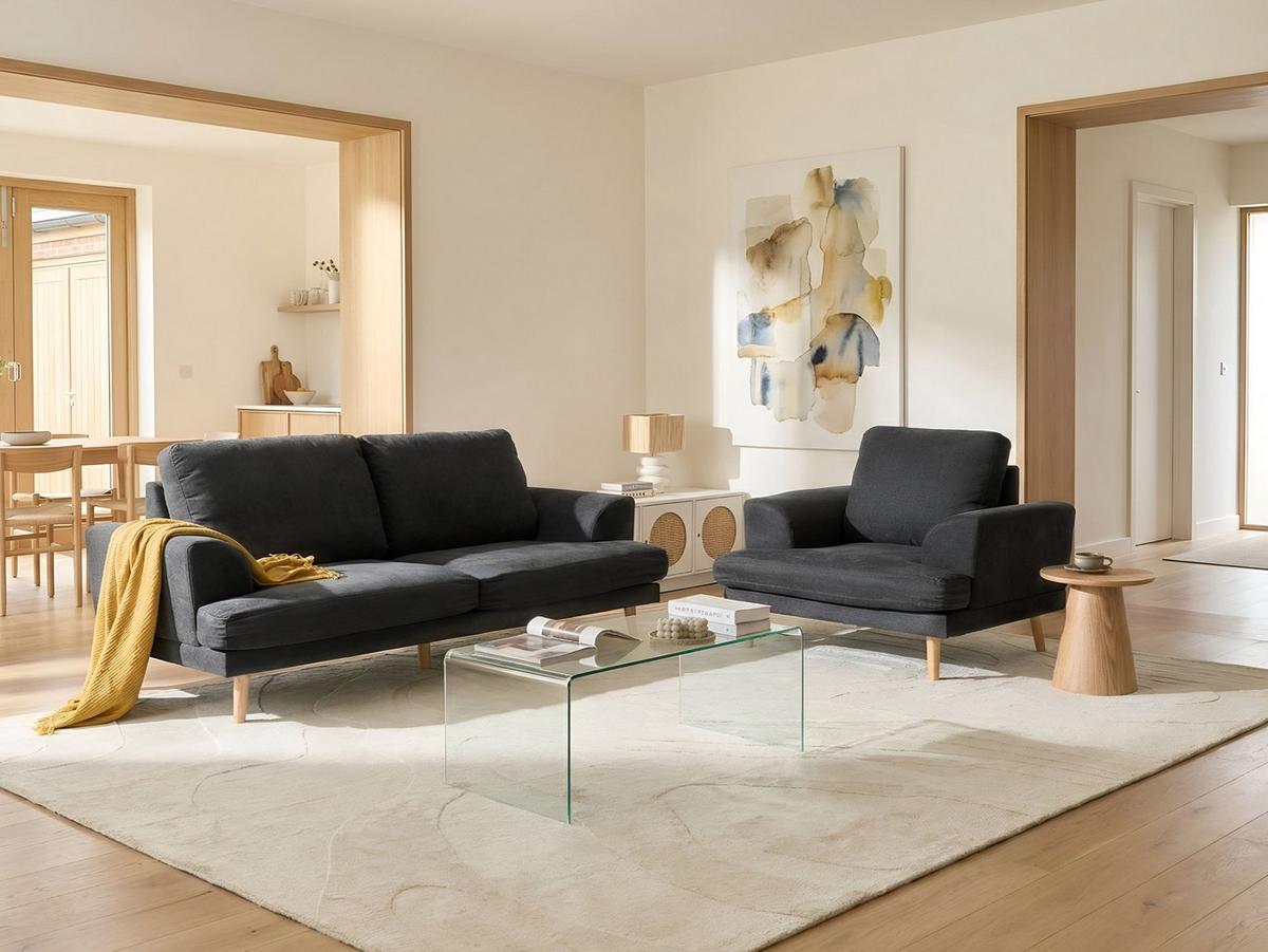 SOFA-SET 4-Sitzer Stoff Schwarz Kildal - Schwarz, Textil (280/90/96cm) - Beliani