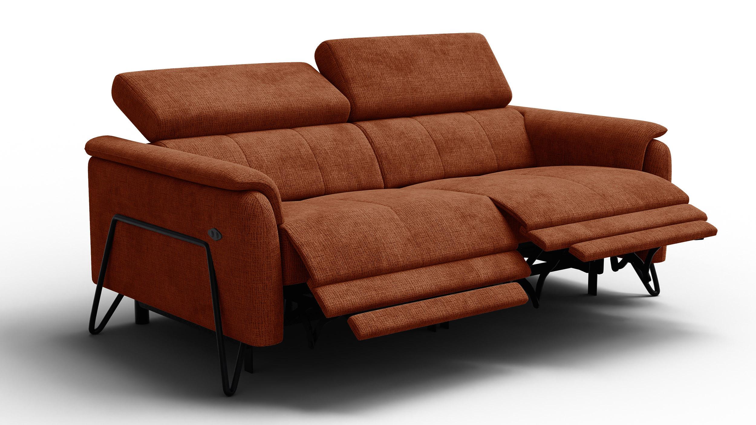 RELAXSOFA RODEN 3-Sitzer, rostrot - Orange, Holz/Textil (194/82/103cm) - Wozimo